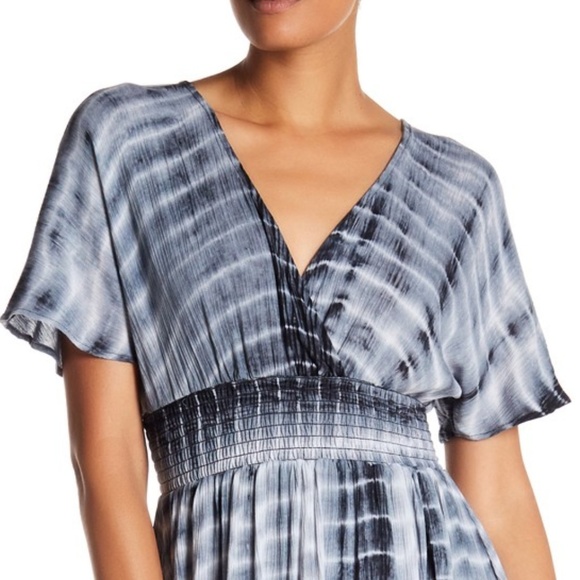 S.H.E. Swim Cover Up Plunge Crinkle Tie Dye Dress - Picture 3 of 8